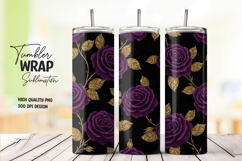 Purple Rose Floral Gold Leaf Tumbler Wrap clipart Product Image 1