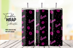 Neon Love Kiss Valentine Tumbler Wrap PNG Product Image 1