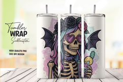 Skeleton-themed watercolor tumbler wrap Product Image 1