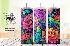 Neon flower tumbler wrap sublimation Product Image 1