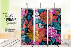 Neon flower tumbler wrap sublimation Product Image 1