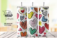 Heart doodle watercolor tumbler wrap sublimation Product Image 1