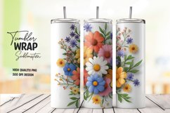 Multicolor 3d floral tumbler wrap sublimation design Product Image 1
