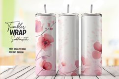Watercolor pink flower pattern tumbler wrap sublimation Product Image 1
