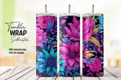 Neon flower tumbler wrap sublimation Product Image 1