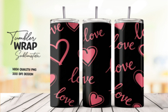 Minimal Love Script Tumbler Wrap Black &amp; Pink Valentine Product Image 1