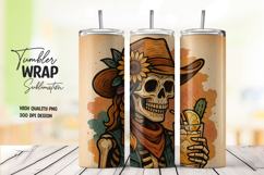 Skeleton-themed watercolor tumbler wrap Product Image 1