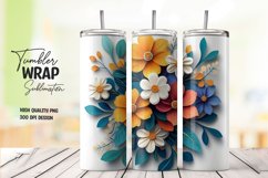 Multicolor 3d floral tumbler wrap sublimation design Product Image 1