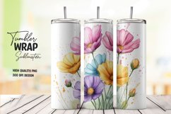 Watercolor floral tumbler wrap sublimation png Product Image 1