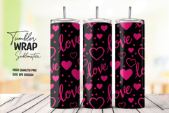 Bold Love Script Hearts Valentine Tumbler Wrap Sublimation Product Image 1