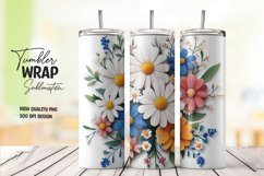Multicolor 3d floral tumbler wrap sublimation design Product Image 1