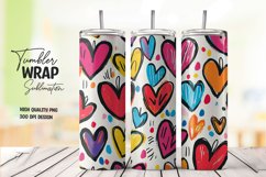 Heart doodle watercolor tumbler wrap sublimation Product Image 1