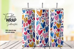 Heart doodle watercolor tumbler wrap sublimation Product Image 1