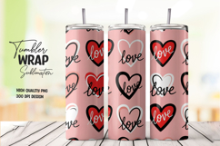 Pink Love Hearts Valentine Tumbler Wrap PNG Product Image 1