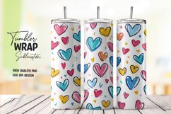 Heart doodle watercolor tumbler wrap sublimation Product Image 1