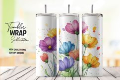 Watercolor floral tumbler wrap sublimation png Product Image 1