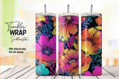 Neon flower tumbler wrap sublimation Product Image 1