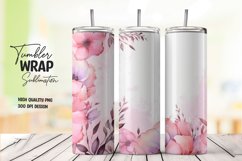 Watercolor pink flower pattern tumbler wrap sublimation Product Image 1