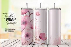Watercolor pink flower pattern tumbler wrap sublimation Product Image 1