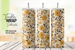Watercolor floral tumbler wrap sublimation png Product Image 1