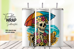 Skeleton-themed watercolor tumbler wrap Product Image 1