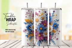 Multicolor 3d floral tumbler wrap sublimation design Product Image 1