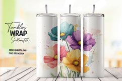 Watercolor floral tumbler wrap sublimation png Product Image 1
