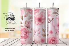 Watercolor pink flower pattern tumbler wrap sublimation Product Image 1