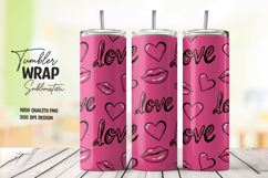 Pink Love Lips Valentine Tumbler Wrap Sublimation Product Image 1