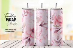 Watercolor pink flower pattern tumbler wrap sublimation Product Image 1