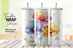 Watercolor floral tumbler wrap sublimation png Product Image 1