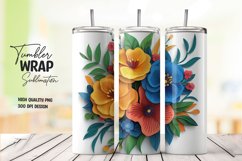 Multicolor 3d floral tumbler wrap sublimation design Product Image 1