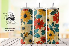 Watercolor floral tumbler wrap sublimation png Product Image 1