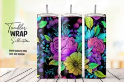 Neon flower tumbler wrap sublimation Product Image 1