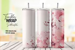 Watercolor pink flower pattern tumbler wrap sublimation Product Image 1