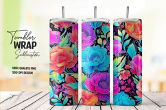 Neon flower tumbler wrap sublimation Product Image 1
