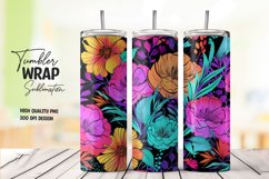 Neon flower tumbler wrap sublimation Product Image 1