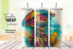 Skeleton-themed watercolor tumbler wrap Product Image 1