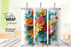 Multicolor 3d floral tumbler wrap sublimation design Product Image 1