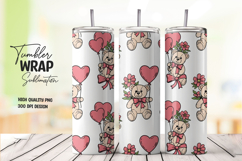 Cute Teddy Bear Tumbler Wrap Sweet Valentine Love Design Product Image 1