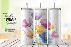 Watercolor floral tumbler wrap sublimation png Product Image 1