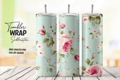 Watercolor pink rose tumbler wrap sublimation Product Image 1