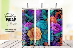 Neon flower tumbler wrap sublimation Product Image 1