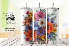 Multicolor 3d floral tumbler wrap sublimation design Product Image 1
