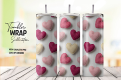 Felt Hearts Valentine Tumbler Wrap Sublimation PNG Product Image 1