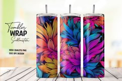 Neon flower tumbler wrap sublimation Product Image 1