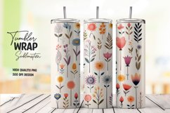 Watercolor floral tumbler wrap sublimation png Product Image 1
