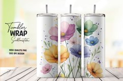 Watercolor floral tumbler wrap sublimation png Product Image 1
