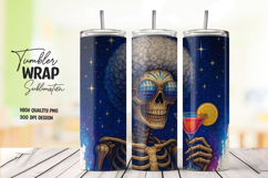 Skeleton-themed watercolor tumbler wrap Product Image 1
