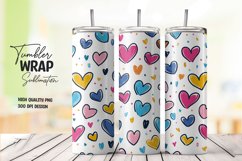Heart doodle watercolor tumbler wrap sublimation Product Image 1